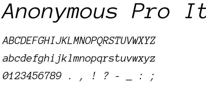 Anonymous Pro Italic font
